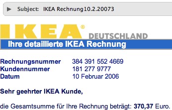 fake IKEA-Rechnung